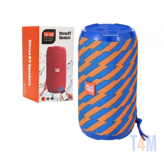 T&G WIRELESS BLUETOOTH SPEAKER TG-152 FM/MICROSD/USB/AUX ORANGE BLUE